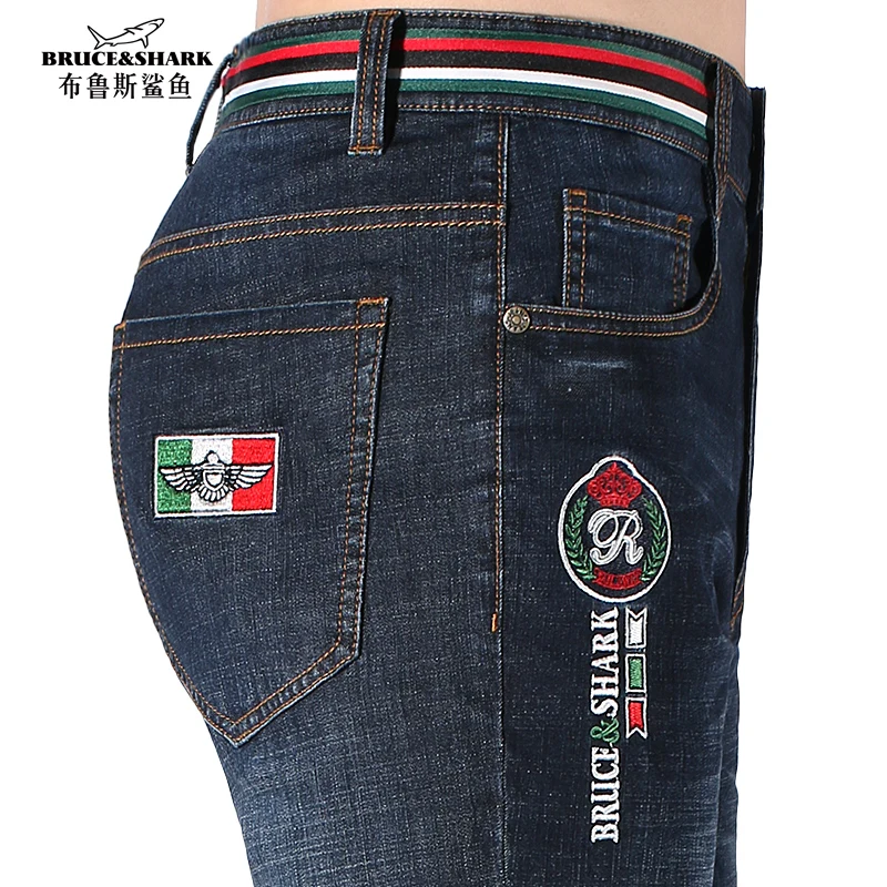 남성용 긴 여름 청바지, 2024 브루스 앤 샤크, 루즈핏 스트레치 코튼, 캐주얼 ..