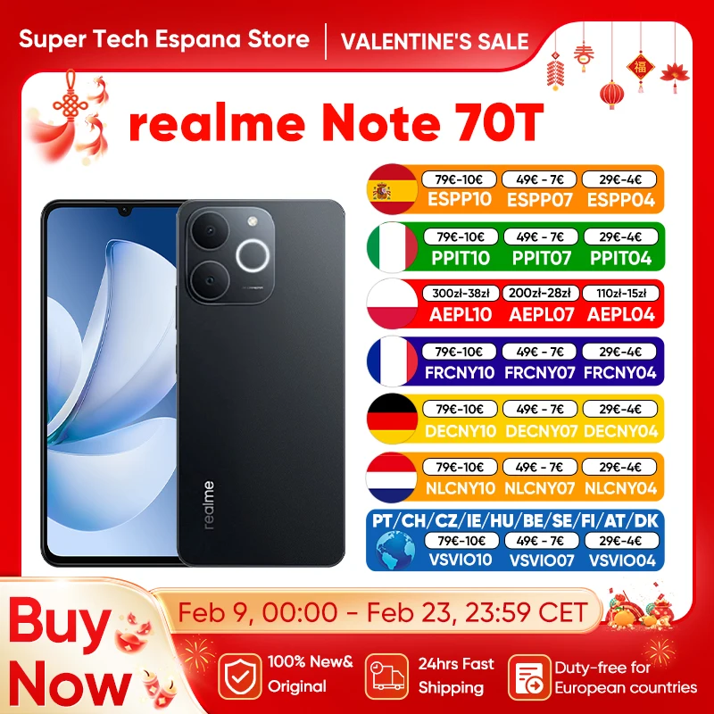 Realme Note 70t Ai Smartphone Global Version 4g Octa-Core Chipset