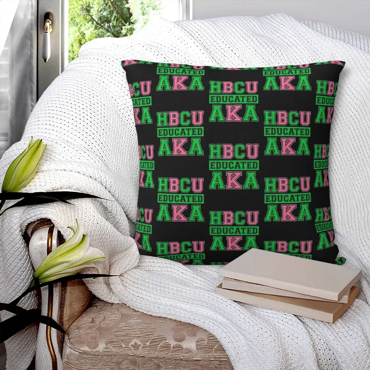 HBCU Grad AKA Sorority Paraphernalia, HBCU Educated AKA Square Pillowcase Pillow Cover Comfort Throw Pillow For Home Bedroom