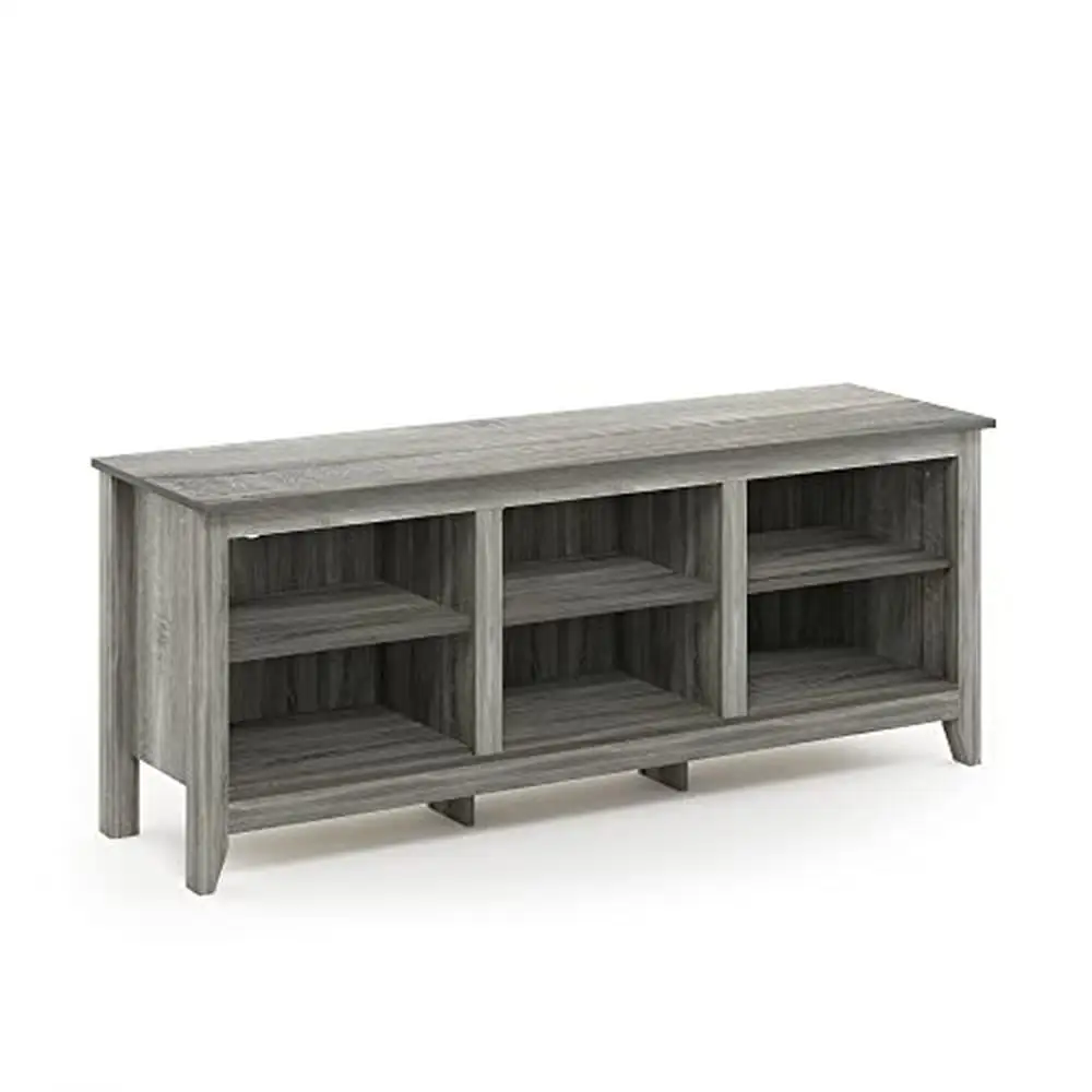 

65-Inch Modern TV Stand Shelf French Oak Grey Particle Board Rectangular Design Sturdy Wood Frame Easy Assembly Multiple Color
