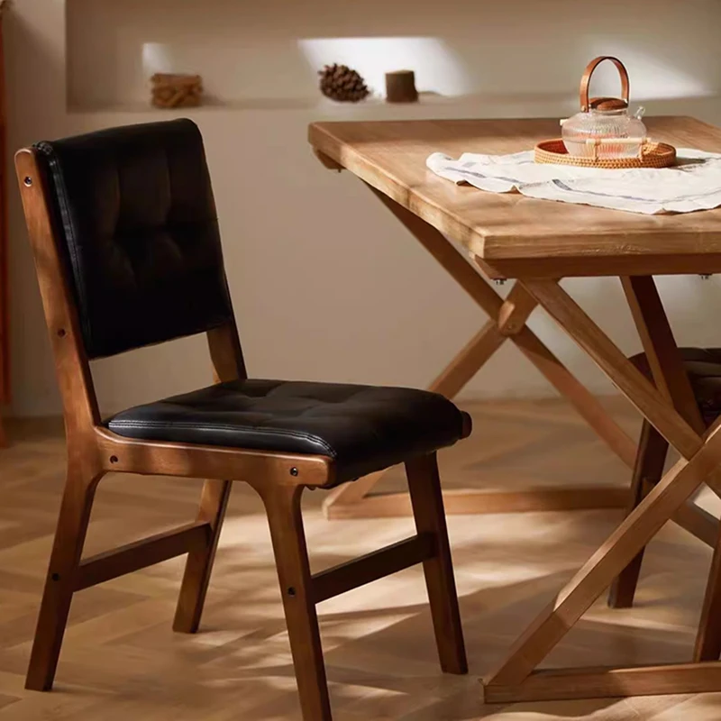 

Unique Leather Dining Chair Floor Wooden Vintage Apartment Dining Chair Ergonomic Living Room Cadeiras De Jantar Home Furnitures