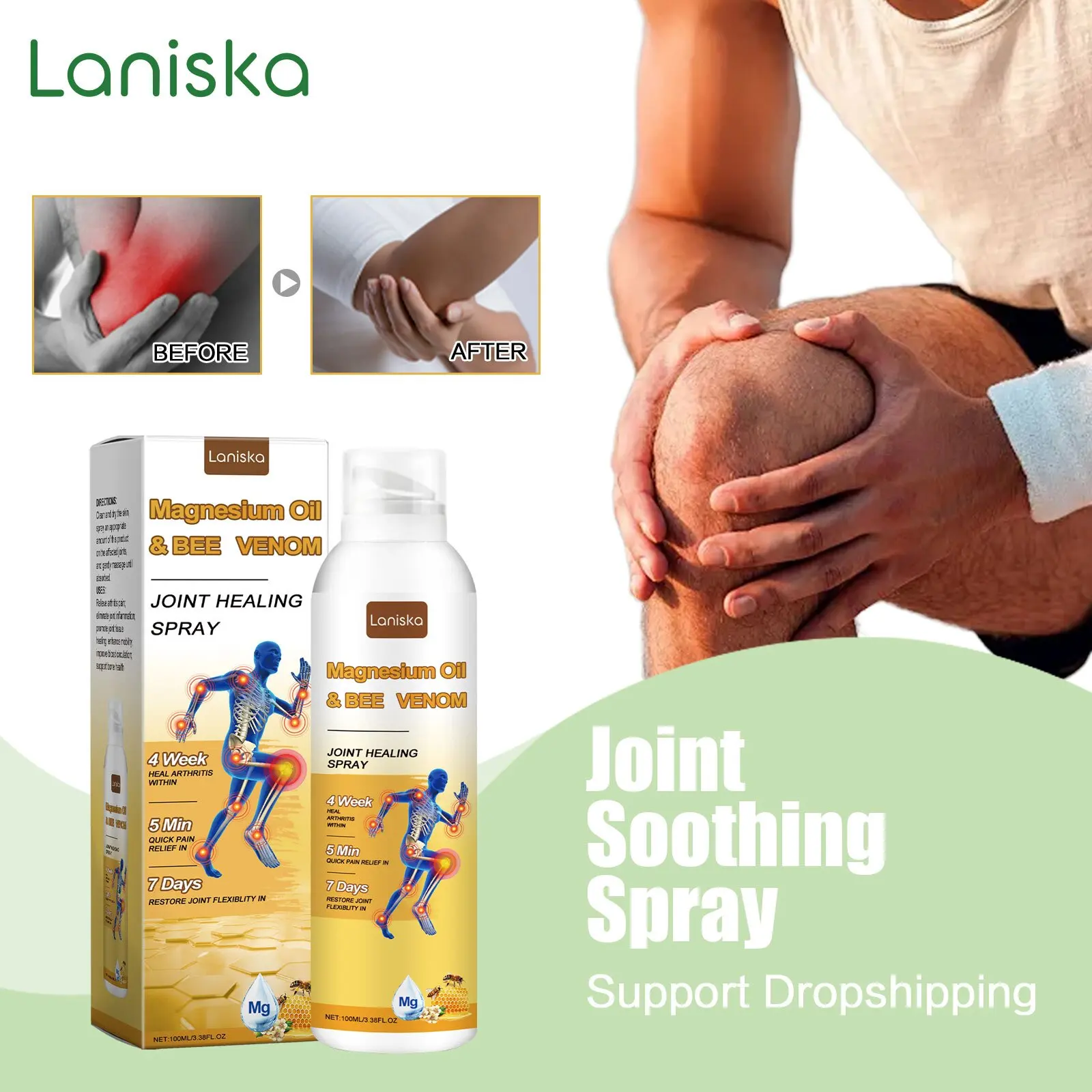 Knee Joint Pain Relief Spray Magnesium Oil Cold Compress Arthritis Treatment Waist Cervical Spine Relax Muscle Anti Inflammatory