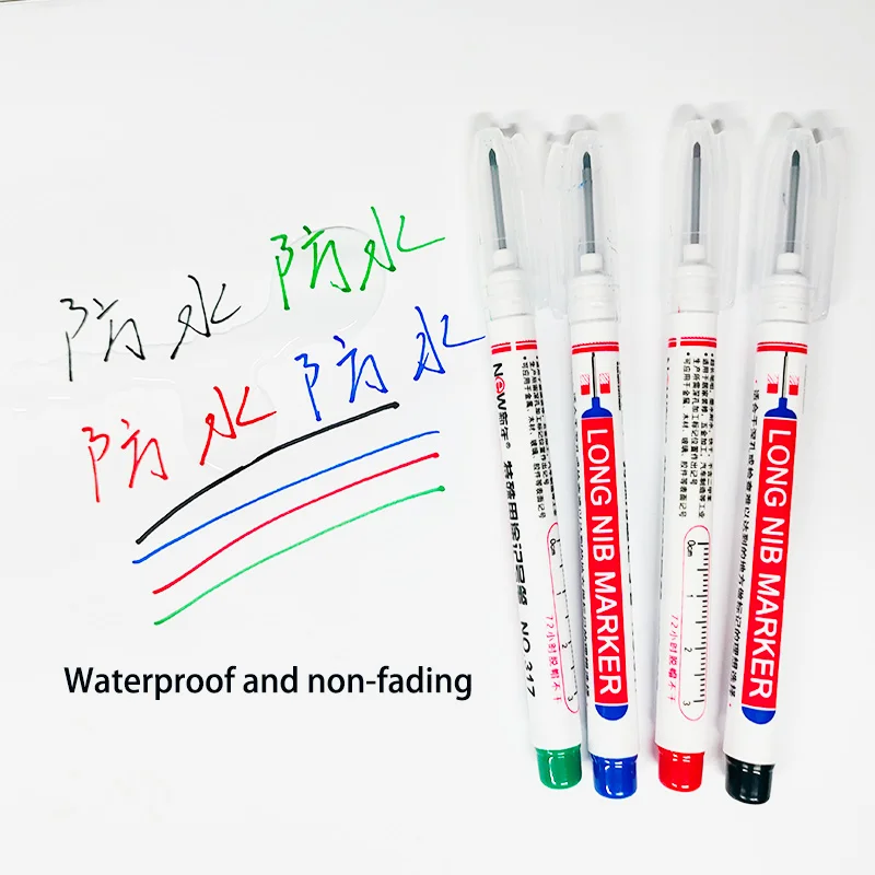 6 Stks/set 20Mm Diep Gat Lange Nib Hoofd Markers Voor Metalen Perforeren Pen Waterdichte Badkamer Houtbewerking Decoratie Multi-doel