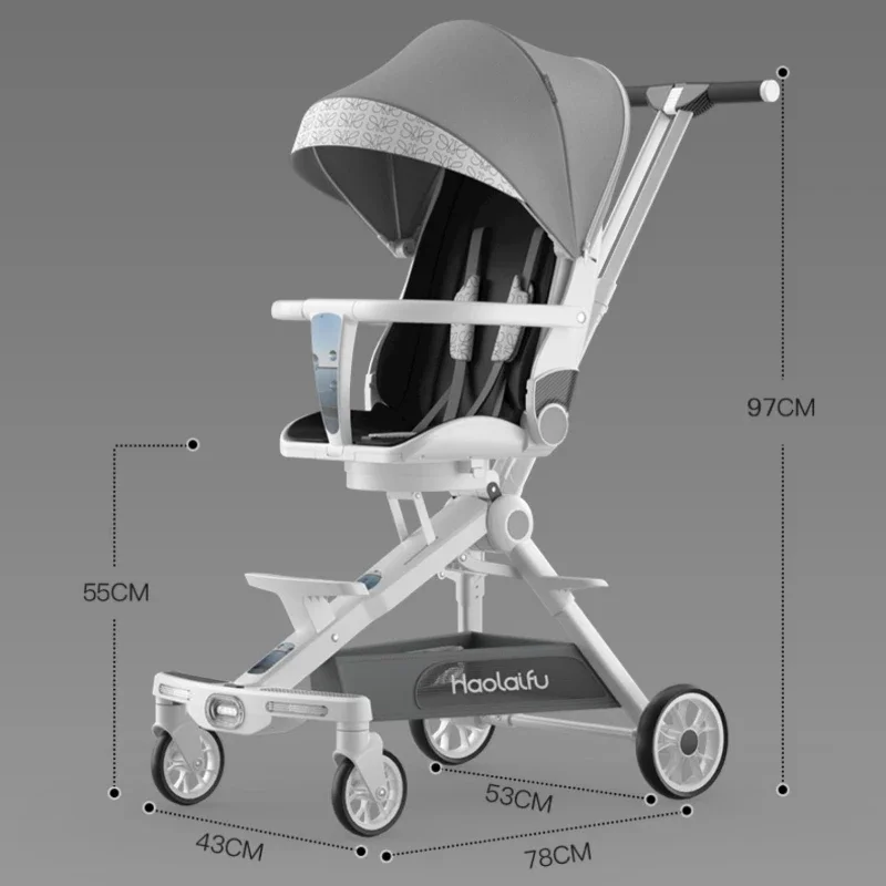 Baby Stroller Folding Infant Trolley Foldable Outdoor Portable High view Carriage four wheels