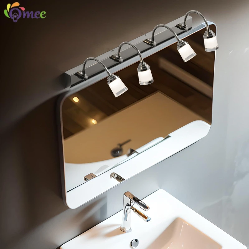 Mirror headlight Gooseneck Flexible Hose LED Reading Wall Lights Adjustable Bedroom Bedside Sconces Wall Mounted Mirror Lamps