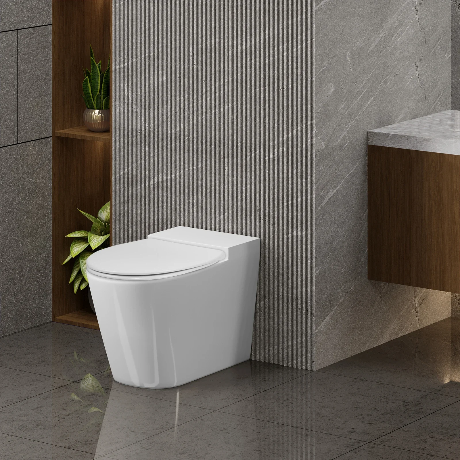 WOLTU O-förmiger weißer Toilettensitz, Schnellverschluss-Toilettendeckel mit abnehmbarem Kindersitz, Absenkautomatik für Zuhause – Detail 17