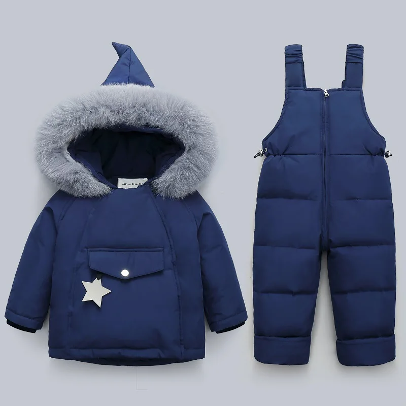 

Children's Down Jacket Suit Male Baby Female Treasure 0-4 Years Old Winter Coat Pants Baby Two-piece Thickened Foreign Style
