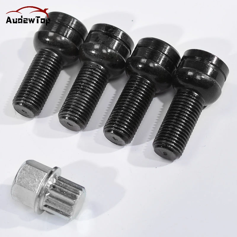 5pcs 17mm Antitheft Wheel Screw Bolt And Lock Lug Nut Fit For Vw Golf