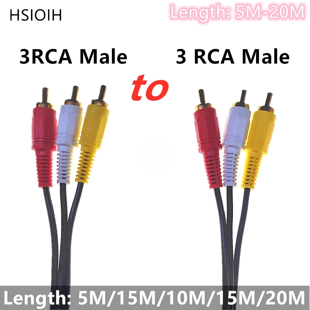 3RCA-Male-to-3-RCA-Male-Composite-Audio-Video-AV-Cable-Plug-3X-RCA ...