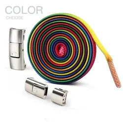 Press Lock No-Tie Gradient Elastic Shoelaces for Sneakers - Easy Fastening Shoe Accessories for Kids and Adults (Colorful)