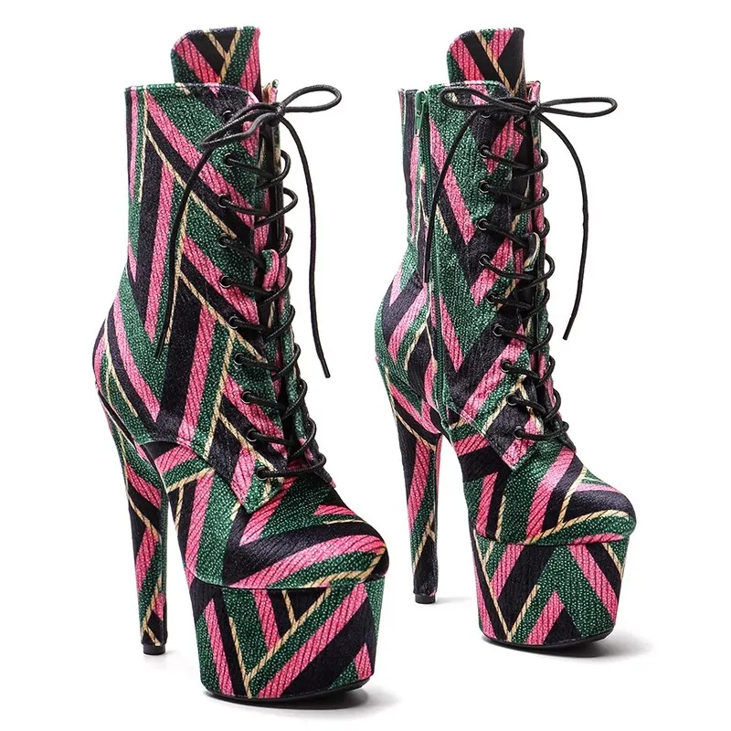 

LAIJIANJINXIA New 17CM/7Inch PU Upper Women's Platform Party High Heels Modern Ankle Boots Pole Dance Shoes 183
