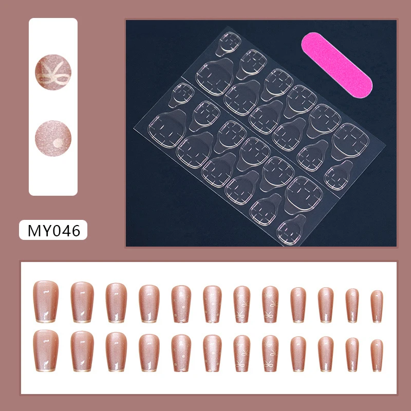 Coffin Shaped False Nails Set With Nail File And Jelly Glue_voghion.com