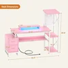Computer Desk with 2 Fabric Drawers - Reversible Home Office Desk with Power Outlet & LED Lights, 53" Writing Desk with Monitor 3