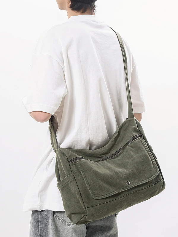 Retro Waed Canvas Crossbody Bag Men's New Trend Large Capaci Single oulder Bag Women's Sport Casual Menger Bag