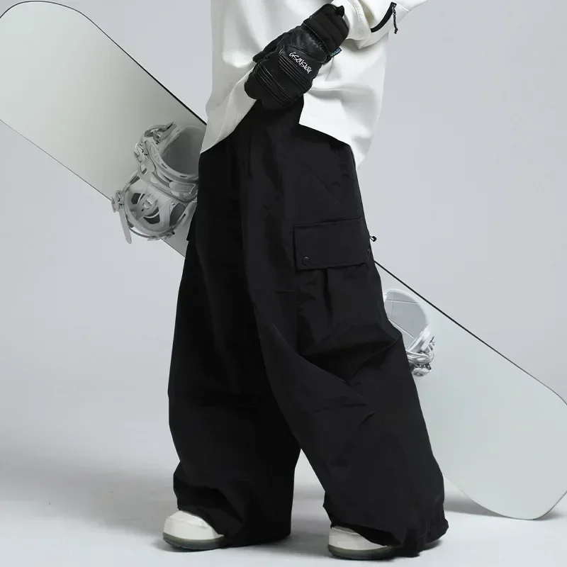 Skiing Pants Outdoor Waterproof Skiing Pants Warm Ski Trousers Windproof Snow Clothes Men Winter Cargo Pants Women Loose Snowboard Wear