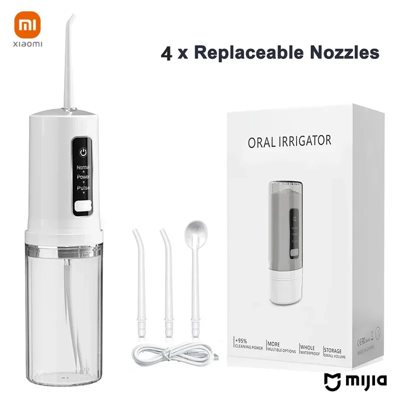 Xiaomi mijia Oral Irrigator Portable Dental Water Jet USB Rechargeable Water Flosser 230ML Water Tank Waterproof Teeth Cleaner 6