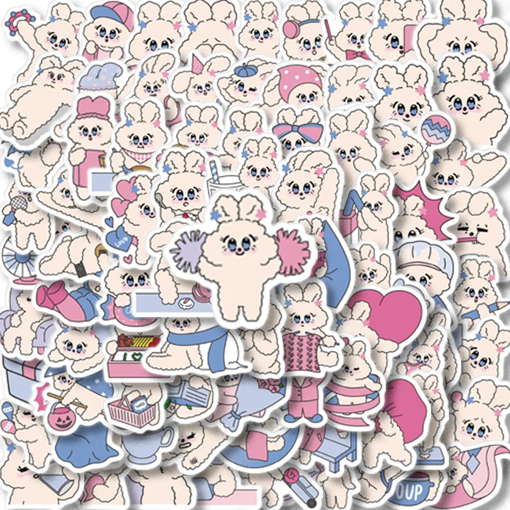 90pcs Kawaii Lollipop Bunny Stickers for  Notebook Diary Skateboard Water cup Suitcase Cartoon Cute Wholesale Decals notebook diary stickers albums stationery stickers cartoon labels rabbit decorative stickers bunny sealing stickers