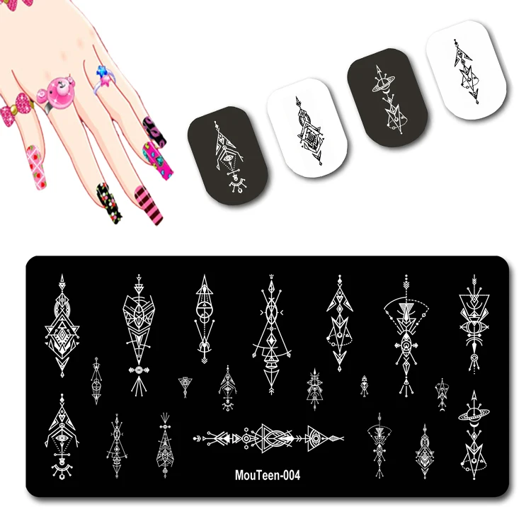 Art Girl Nail Stamping Plates Delicate Woman Black Hat Nail Art Printing Tools Black Hat Slim Lady Nail Art Stamping #015 4