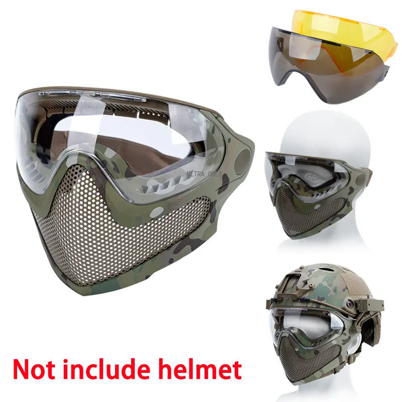 Tactical Airsoft Full Face Metal Mesh Goggle Mask Outdoor CS Wargame Halloween P