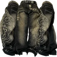 Y2K American New Fashion Tiger Print Loose Jeans Women High Street Harajuku Wind Trend Casual Joker High Waist Wide Leg Pants