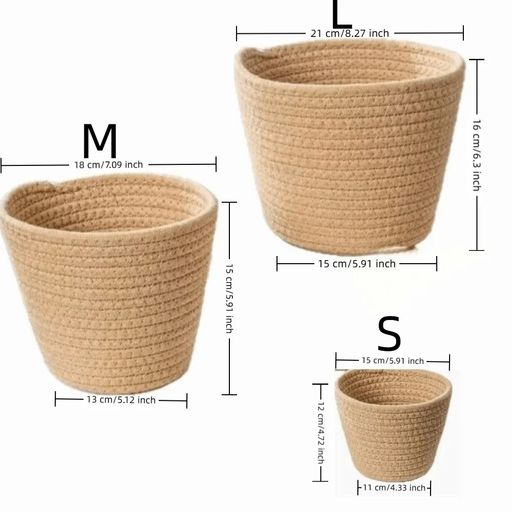 Nordic Style Flower Pot Basket Handmade Decorative Weaving Planter Modern Cotton Rope Woven Basket Home Decoration
