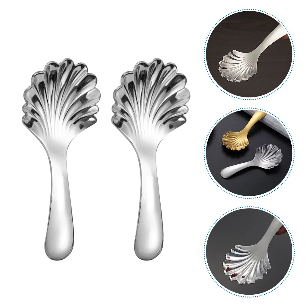 

2 Pcs Ladle Teaspoon Stirring Spoons For Coffee Short Handle Dessert Stainless Small Home Supply