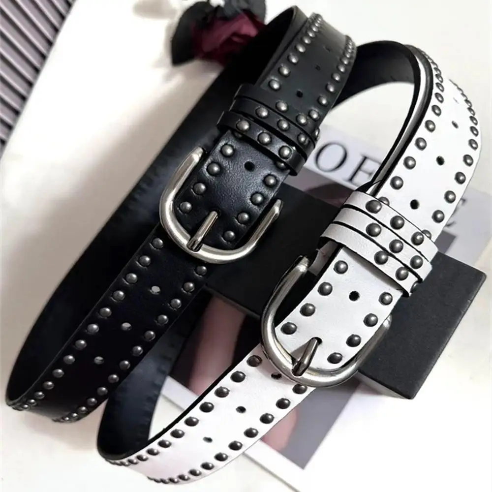 2026 New Women Belt Black Punk Y2K Rivet Belt Women's Sle Jeans Tie-in Vintage Belt Fashion Personality Black Belt Accessories