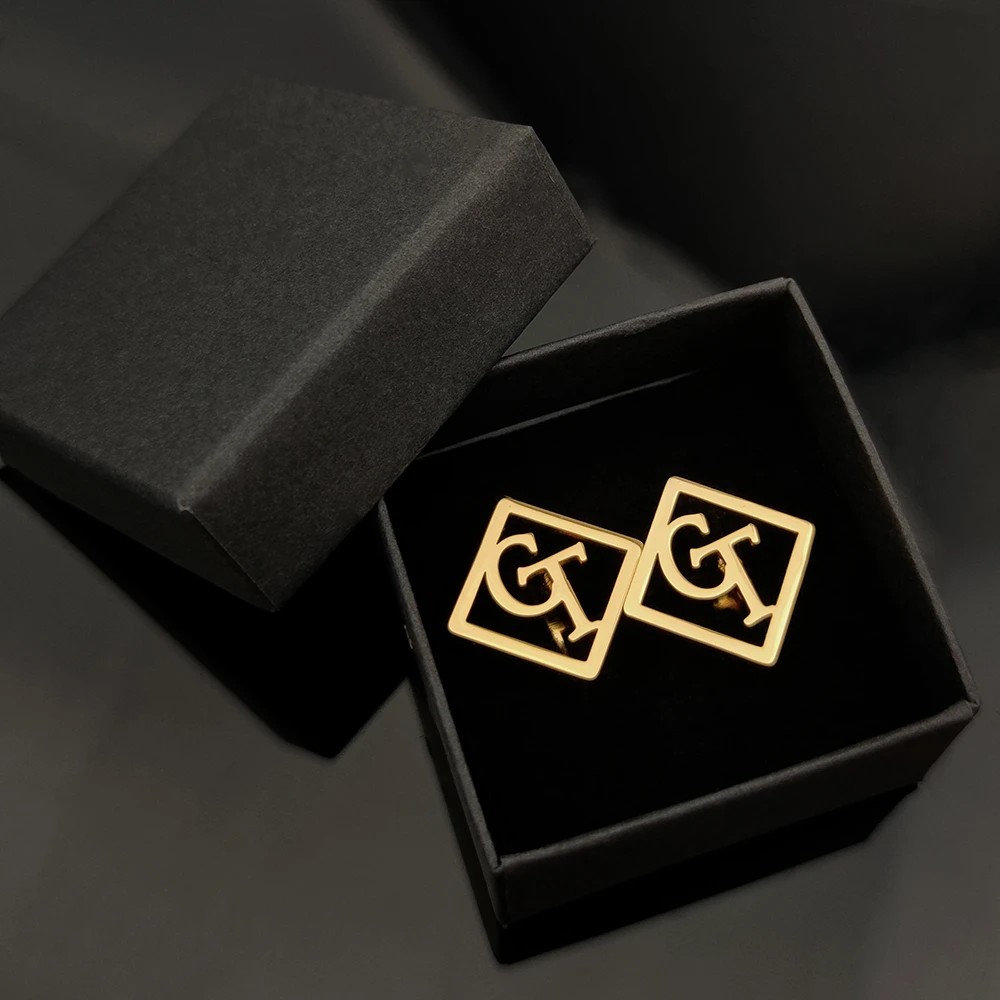 Custom Initials Cufflinks For Men - Stainless Steel Personalized Shirt Buttons, Wedding Gift - View #4