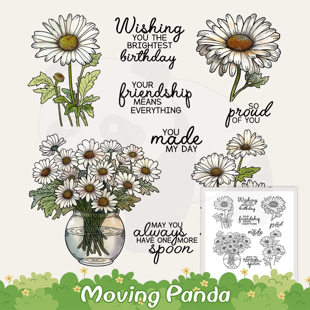 

Blooming Daisy Flowers Cutting Dies Clear Stamp DIY Scrapbooking Supplies Metal Dies Silicone Stamps For Cards Albums Crafts