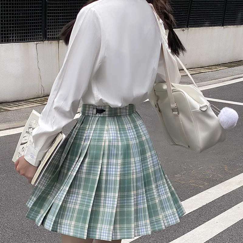 plaid skirt New Korean version of pleated skirt 2022 high waist summer women's skirt sexy plaid mini skirt dance skirt brown skirt