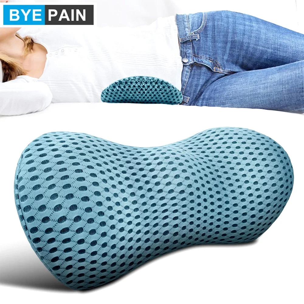 1Pcs Lumbar Support Pillow Memory Foam for Low Back Pain Relief, Ergonomic Streamline Car Seat, Office Chair, Recliner and Bed