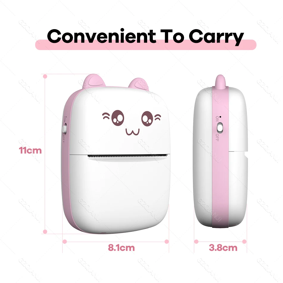 58mm Mini Label Printer Smart Pocket Photo Printer For Phone Bluetooth Adhesive Stickers Print Thermal Color Paper Rolls