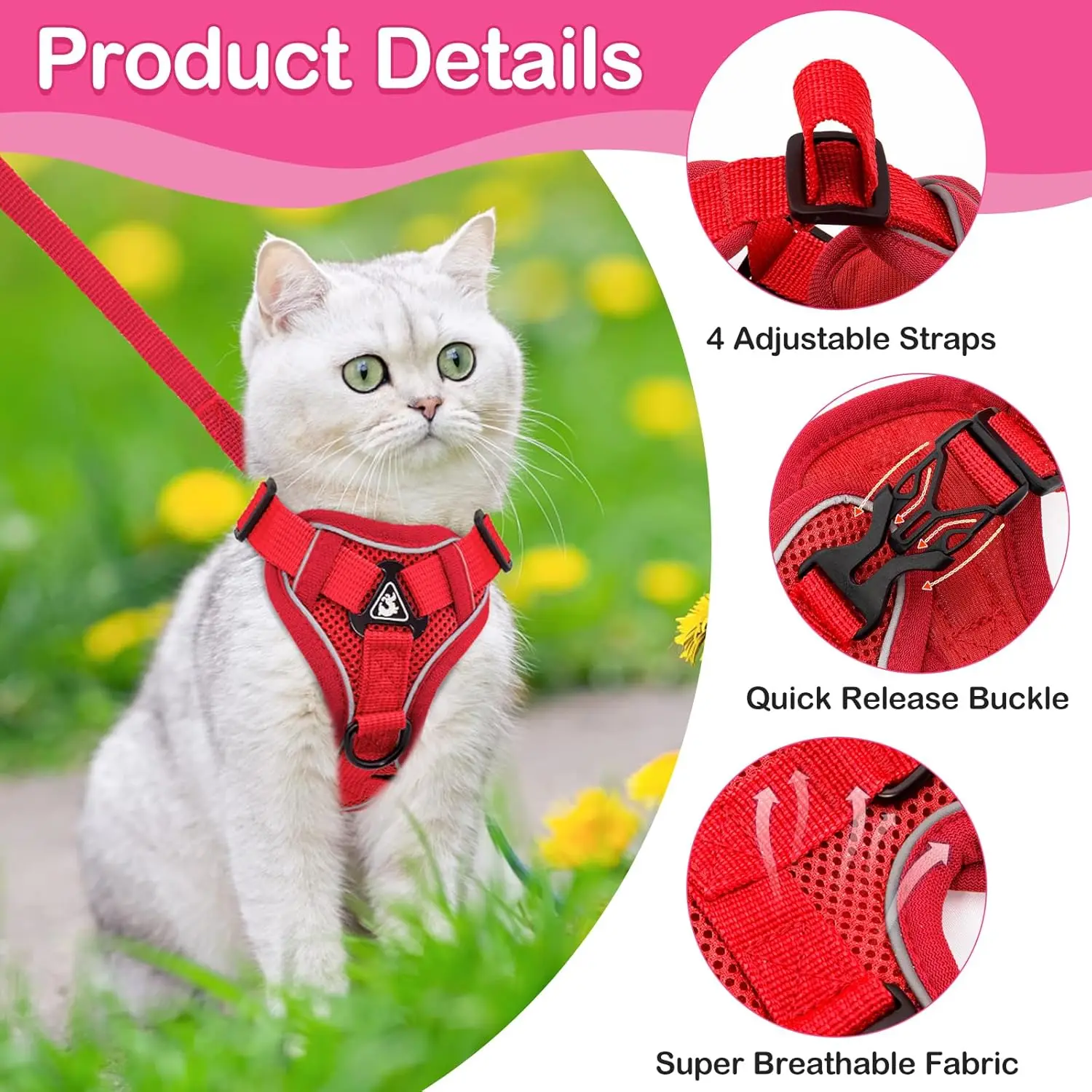 Cat Harness and Leash Set Escape Proof 2