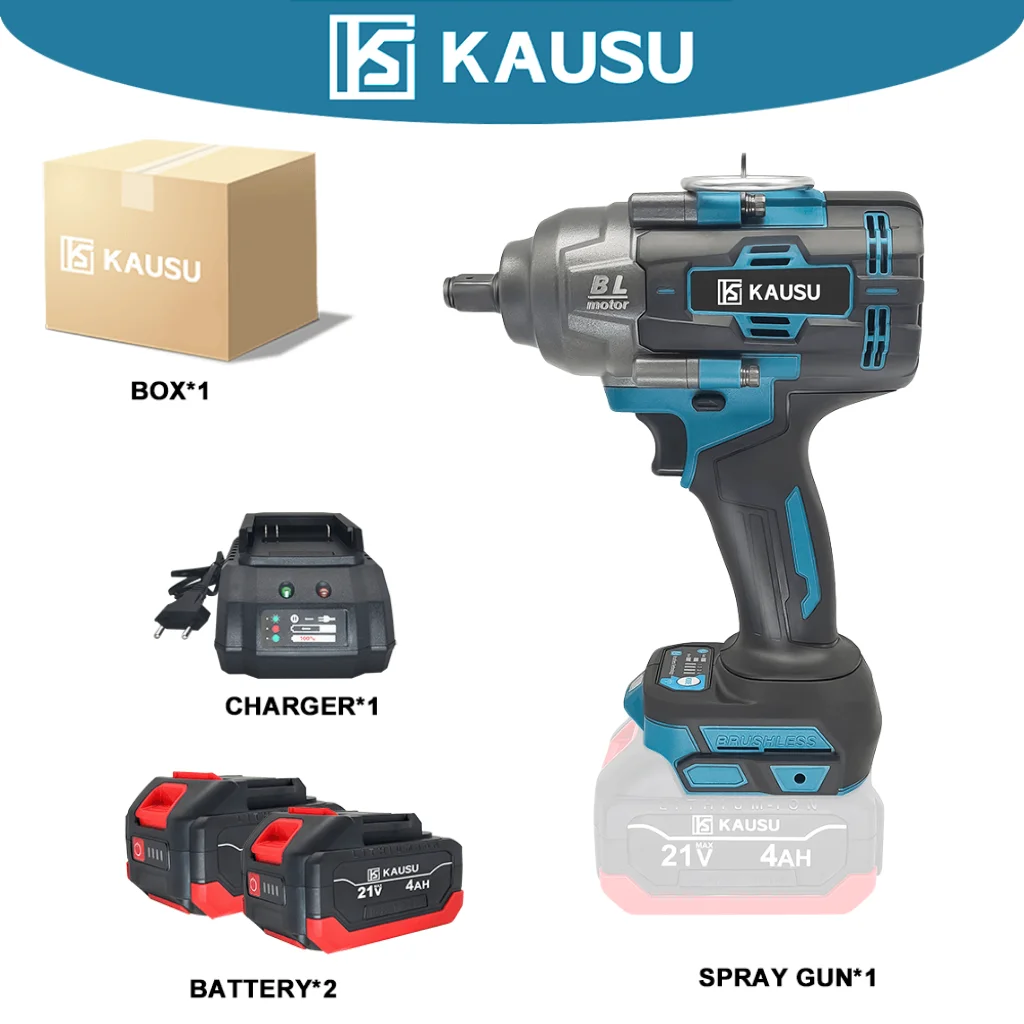 KAUSU Brushless Electric Impact Wrench Max 2500N M Torque 1 2 Inch Rechargeable Electric Wrench Power Tool Makita 18V Battery