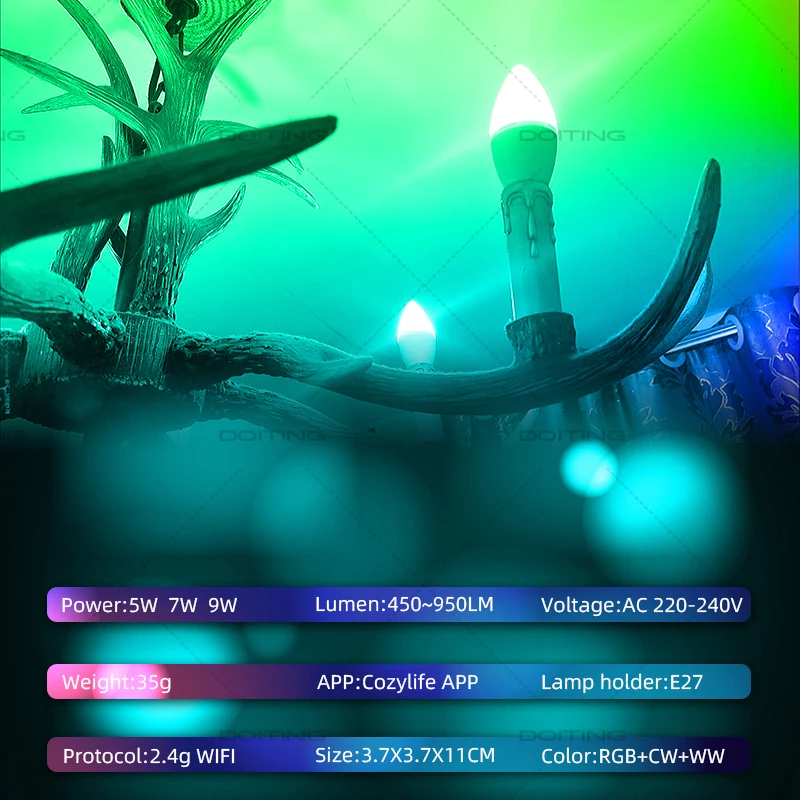 Tuya Smart Wifi Bluetooth Led Candle Light Bulb AC220V E27 E14 RGB Colorful Lamps 5W Works With Alexa Google Home Voice Control smart led light bulbs