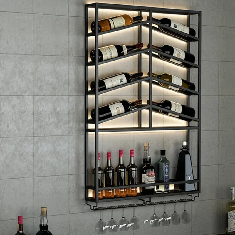 Wall-mounted Nordic Showcase for Living Room Independent Storage Display Wine Rack Simple Metal Household Bar Cabinet for Hotel