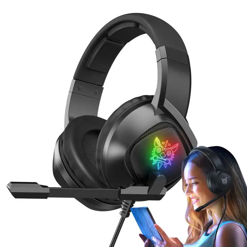 

K19 Wired Headphones With Microphone Rgb Light Headsets Noise Cancelling Earphones For Ps4 Headset Gamer