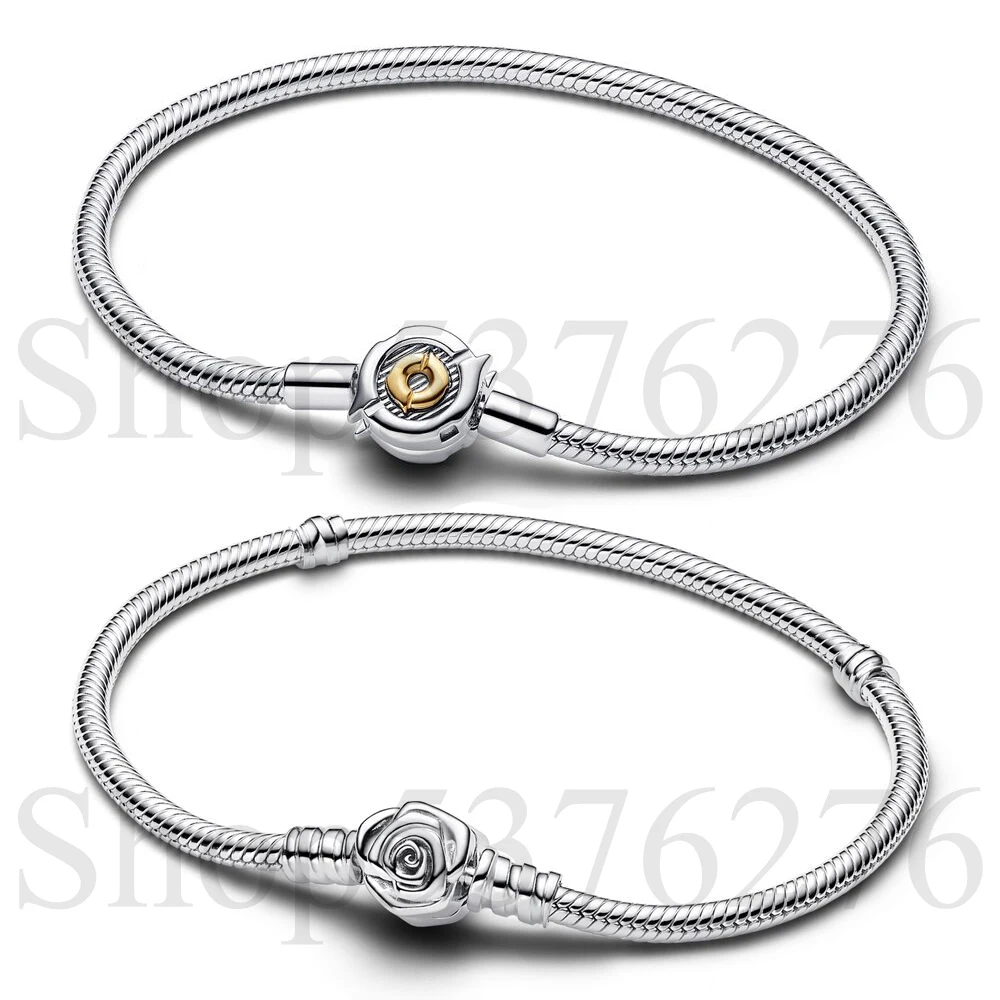 

2024 Стерлинговое Серебро 925 пробы моменты AoV X Роза Цветущая застежка модный Змеиный цепочка браслет подходит для женщин бисер Шарм подарок DIY ювелирные изделия