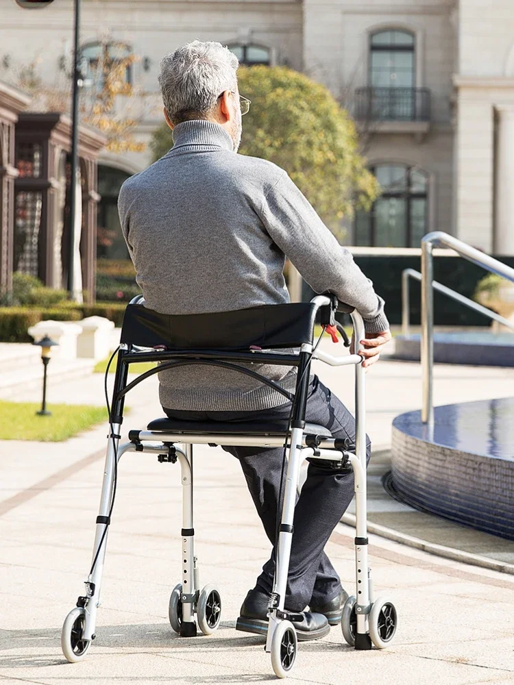 Elderly Stroller, Duo'gon Assisted Training Walker, Four-wheeled Push Walker, Can Be Seated and Pushed Folding Models 6