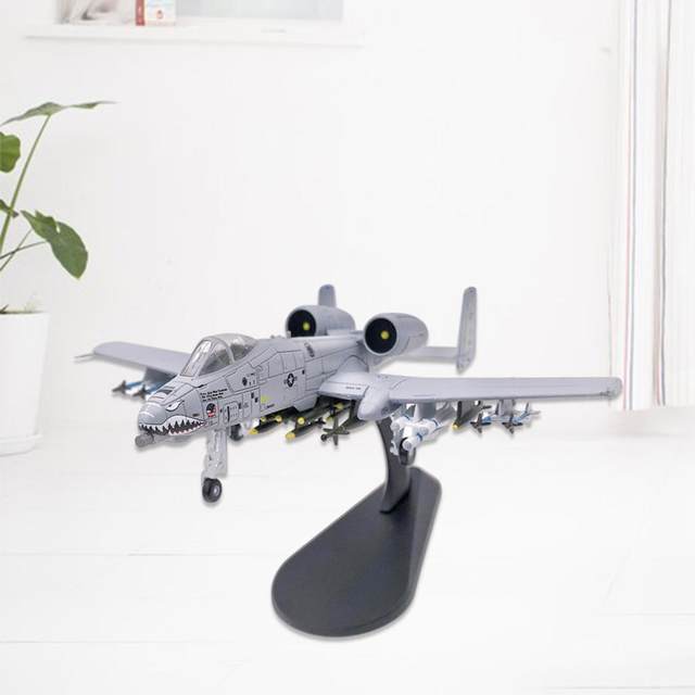 1/100 Scale Die Cast Realistic Aviation USA A-10 Attack Plane Airplane Fighter Aircraft Model Toys w/ Display Stand