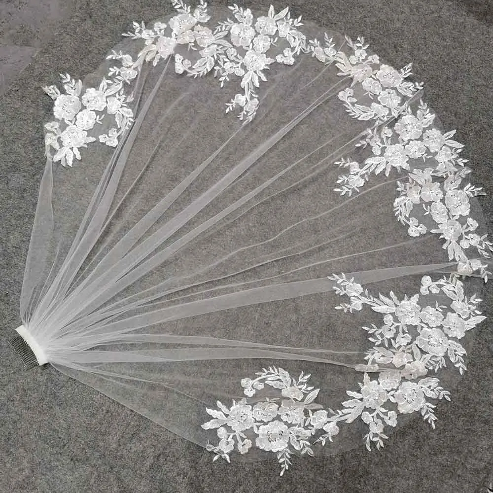 Bridal Veil Short Lace Wedding Veil Bling Sequins 1 Meter 1 Layer Bridal Veil Comb White Ivory Wedding Accessories