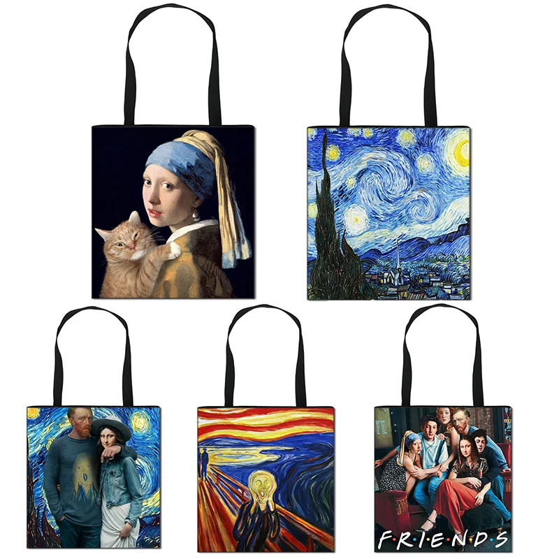 

Starry Night / Statue David / Mona Lisa Women Handbags Ladies Shoulder Bags Van Gogh / Michelangelo Casual Totes Shopping Bags