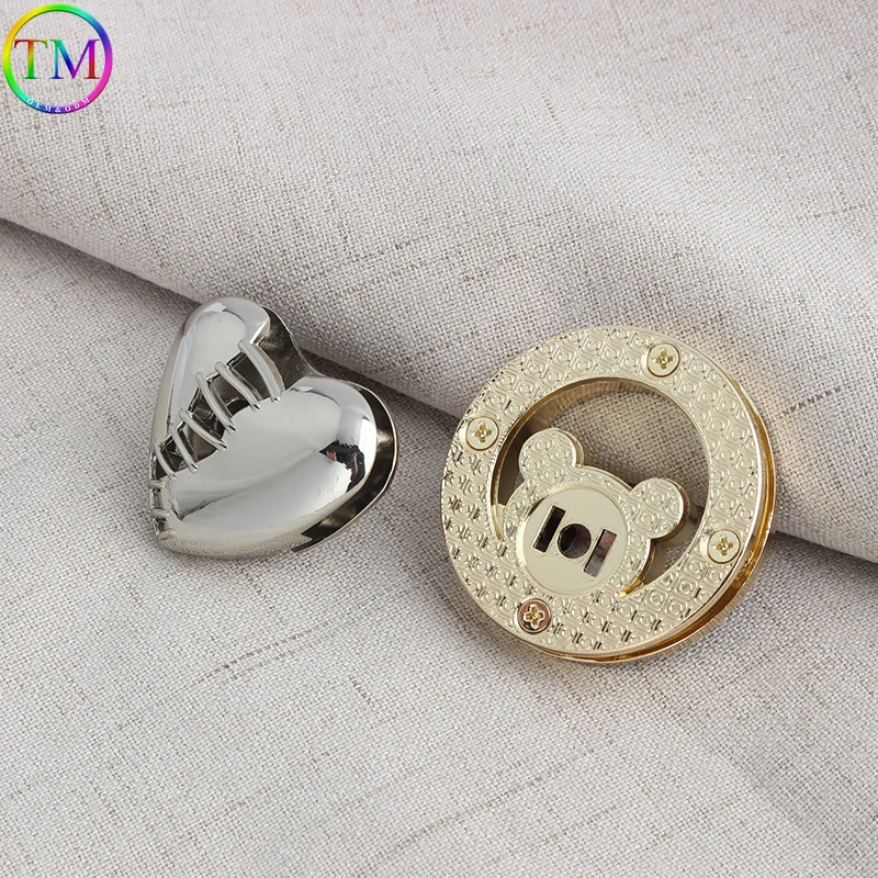 5-10Sets Bear,Heart Shape Metal Press Bag Metal Twist Lock Handbag Turn Lock Twist Clasp Buckle DIY Hardware Accessories