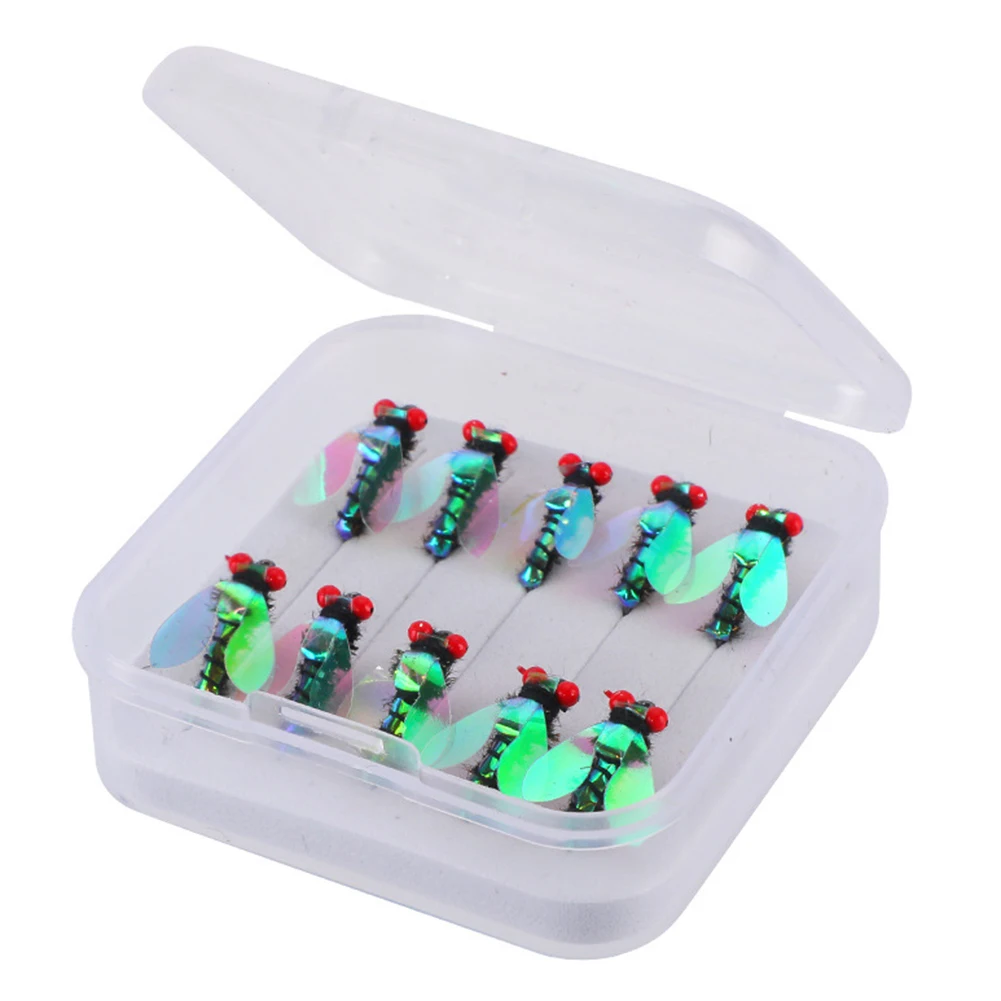 

10pcs Fly Hooks Flies Insect Lures Bait Fly Fishing Decoy Bait Sequins Fishhook Iscas Pesca Fishing Tackle Gear Accessories