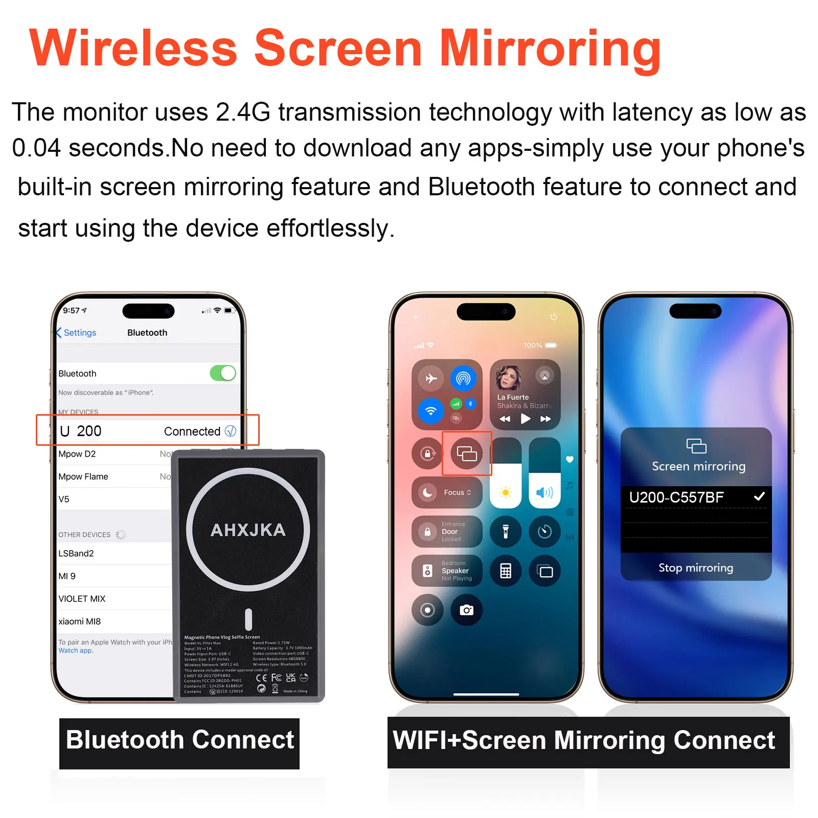 AHXJKA Smartphone Rear Camera For Selfie Vlog Live Stream For Android Iphone Monitor Screen Video Recording Magnetic Selfie