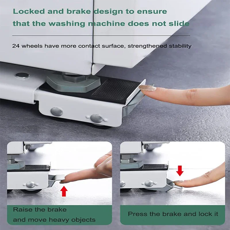 Washing Machine Refrigerator Movable Raised Base Mobile Roller Bracket Wheel Bathroom Kitchen Appliance Stand