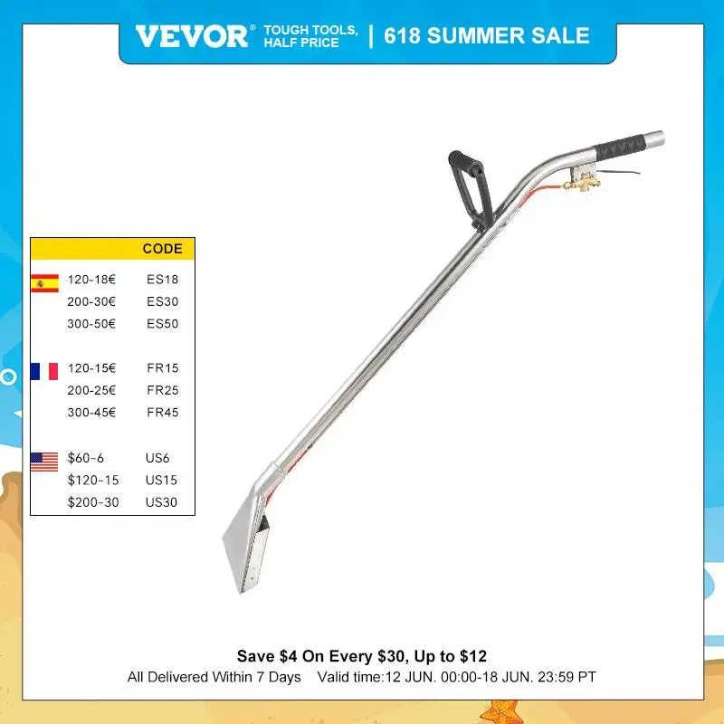 Vevor 3.5/10/12 In Carpet Extractor Wand Stainless Steel Carpet