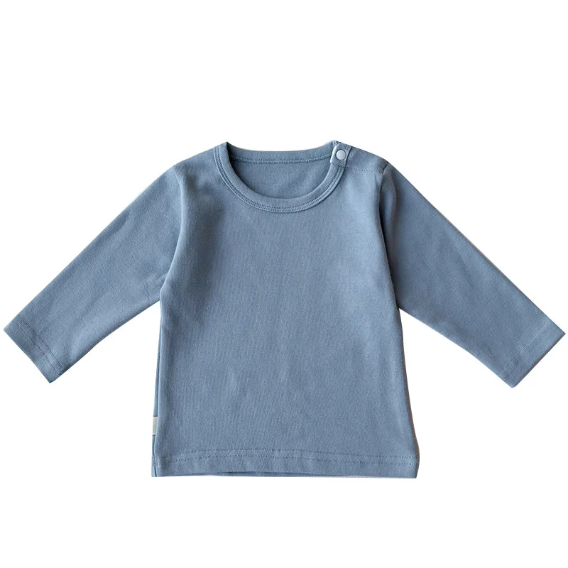 Herfst Nieuwe Baby Lange Mouw Katoenen T-Shirts Jongen Meisje Pasgeboren Effen Casual Diepteshirt Baby Peuter Brief Pullover 0-24M