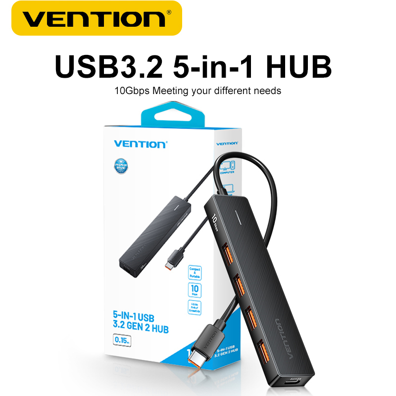 Vention USB 3.2 Hub 4 Ports 10Gbps Type C To USB-C 3.2 Gen  Multiport Adapter For MacBook Pro Air M1 Laptop Desktop PC Splitter