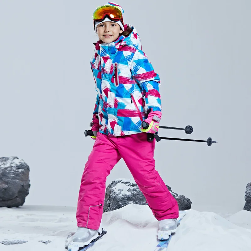 ChildrenThermalSkiSuitWaterproofPantsJacketBoyGirlWinter